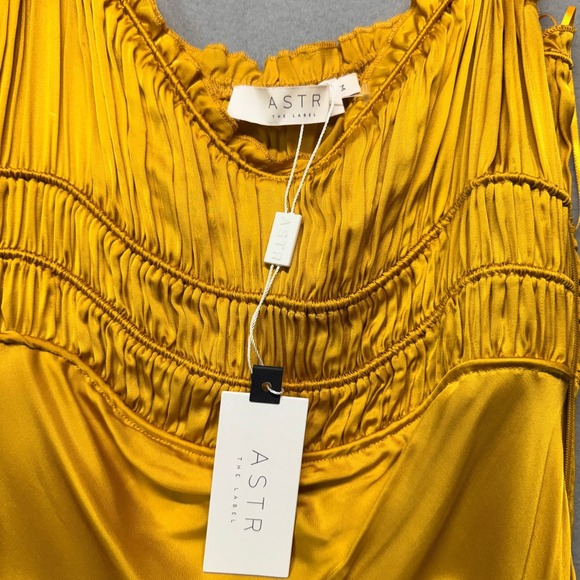 NWT ASTR the Label Enola Satin Smocked Midi Dress Romantic Quiet Luxury Boho - Picture 6 of 12